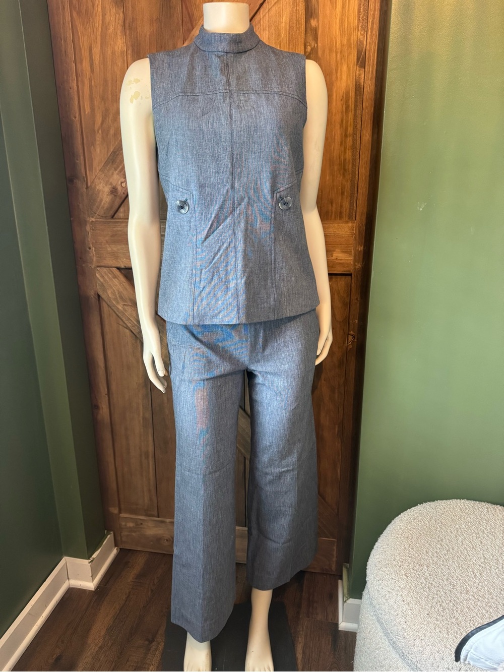 Etcetera Chambray Blue Wide-Leg Jumpsuit Set